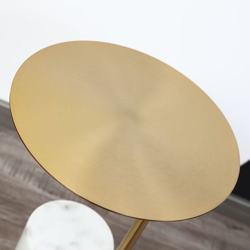 Scandinavian Side Table Marble Pedestal Round Living Room End Table
