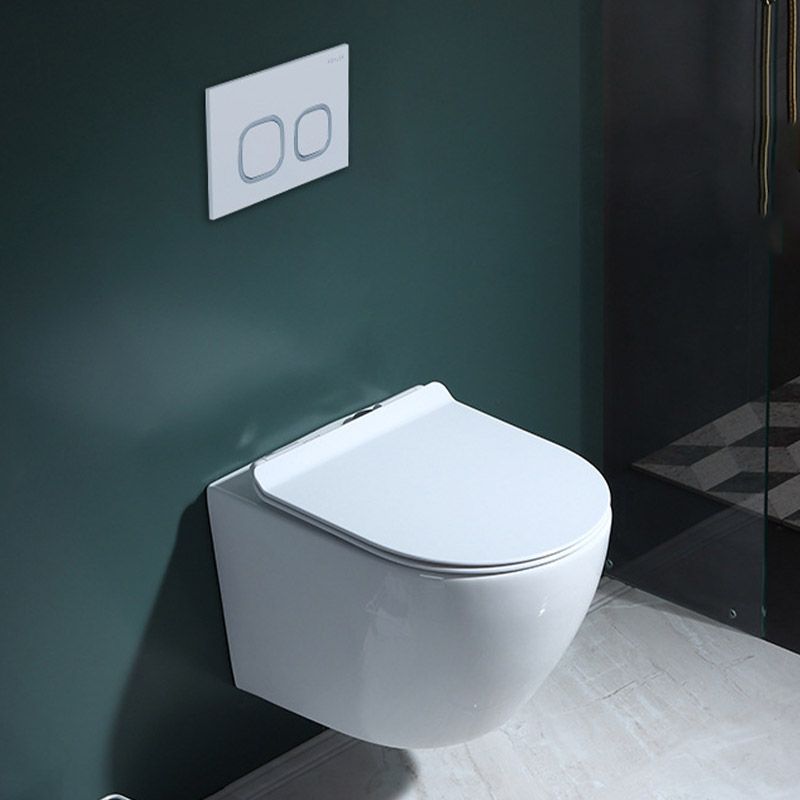 Modern Concealed Tank Toilet Skirted Ceramic Wall Hung Flush Toilet with Seat