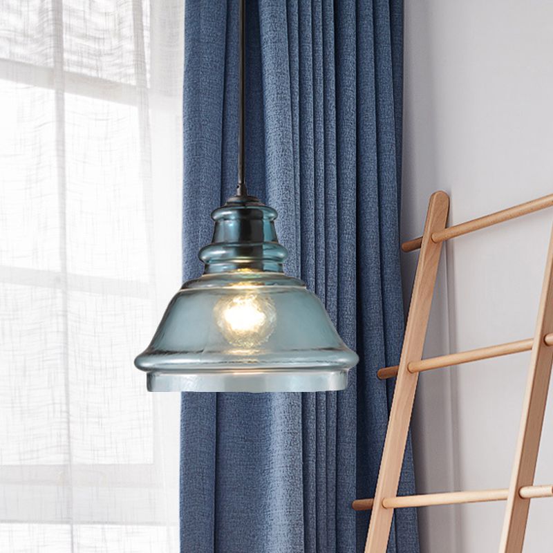 16 "/18" /23.5 "largo maschion baratto/globo/batteria leggera moderna vetro blu moderno 1 lampada appesa nera leggera con baldacchino rotondo/lineare, multime