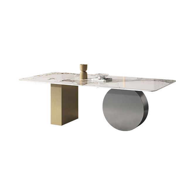 Sintered Stone Minimalist Dining Room Set with Rectangle Table and Metal Base Table Furniture