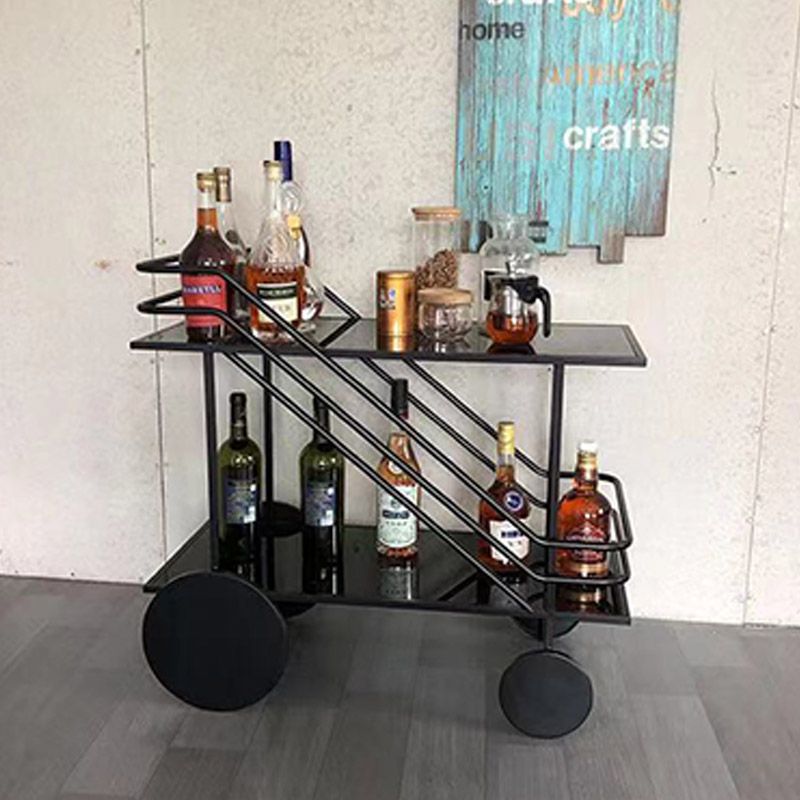 Modern Open Storage Kitchen Trolley Glass Dining Room Prep Table