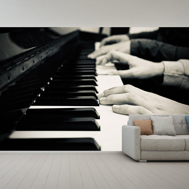 Black and White Piano Mural Decorative Wallpaper Wall Covering
