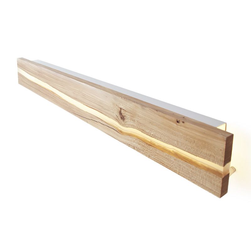 Wooden Bar Shaped Shelf Wall Light Nordic Style LED Wall Sconce for Living Room