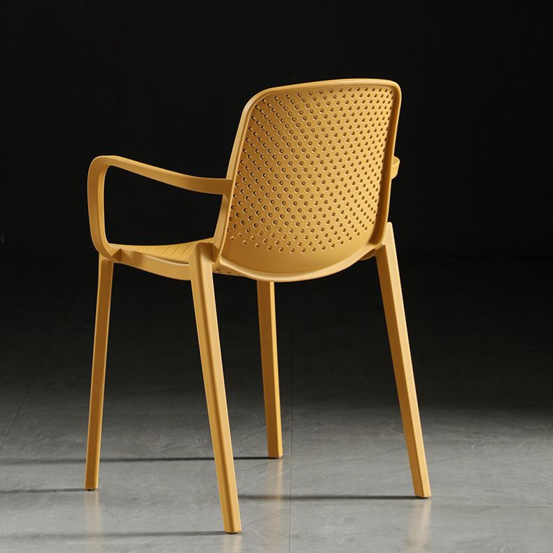 Modern Plastic Contemporary Kitchen Chair Arm Solid Back Dining Room Chair