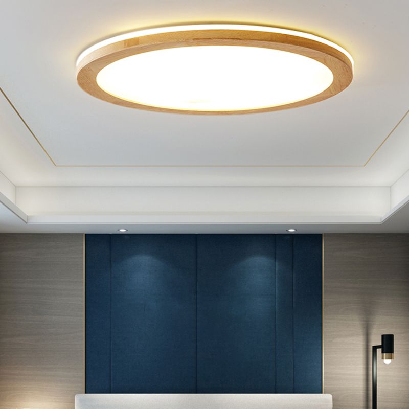 Legno Rotondo Flush Light Light Modern Single Light Flush Massimale Light Fixtures in Brown