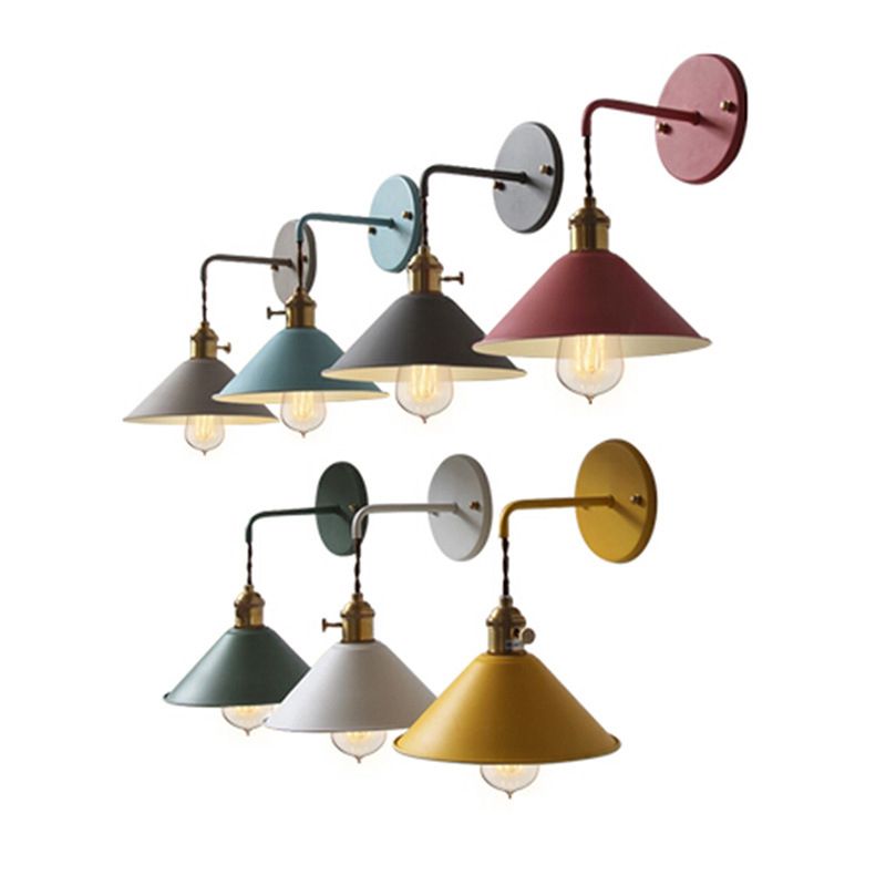 Nordic Style Wall Mount Light Cone Shape Colorful Wall Lamp for Living Room