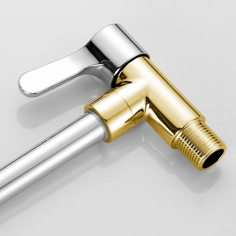 Contemporary Single Handle Kitchen Faucet Pull-down Wall-mounted Faucet in Chrome