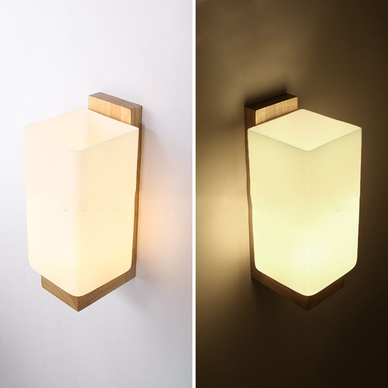 Moderner Stil Rechteck geformtes Wandlampe Holz 1 Lichtwandbeleuchtung Armaturen