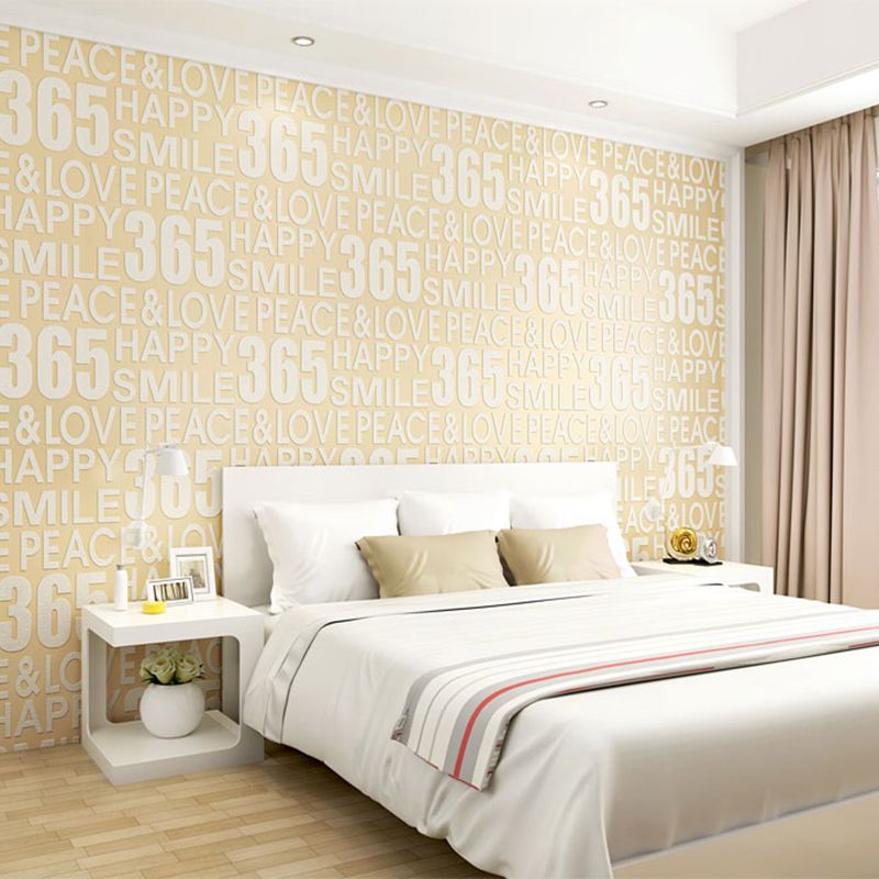Cijfer- en letters Flock-behangrol voor studeerkamerdecoratie in natuurlijke kleur, 33 ft. x 20,5 inch