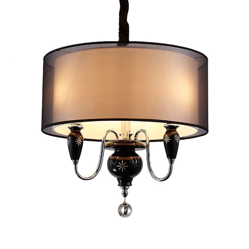 Fassoso lampadario in tessuto a 3 luci Classic Classic Black Drum Dining Room Aipant Segret