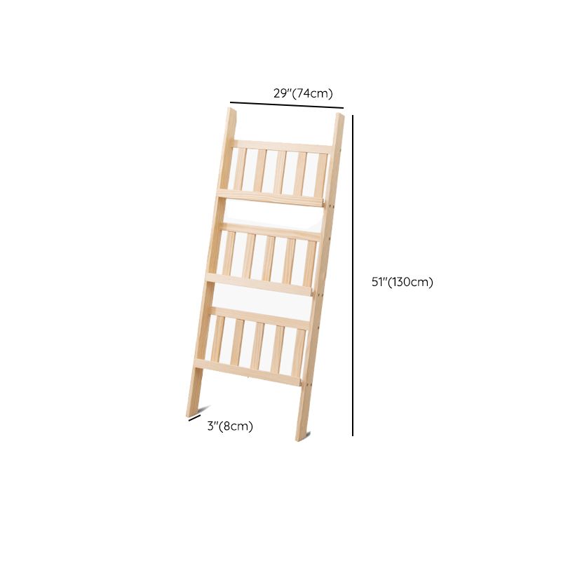 Modern Style Solid Wood Bookshelf Open Back Ladder Bookcase for Home