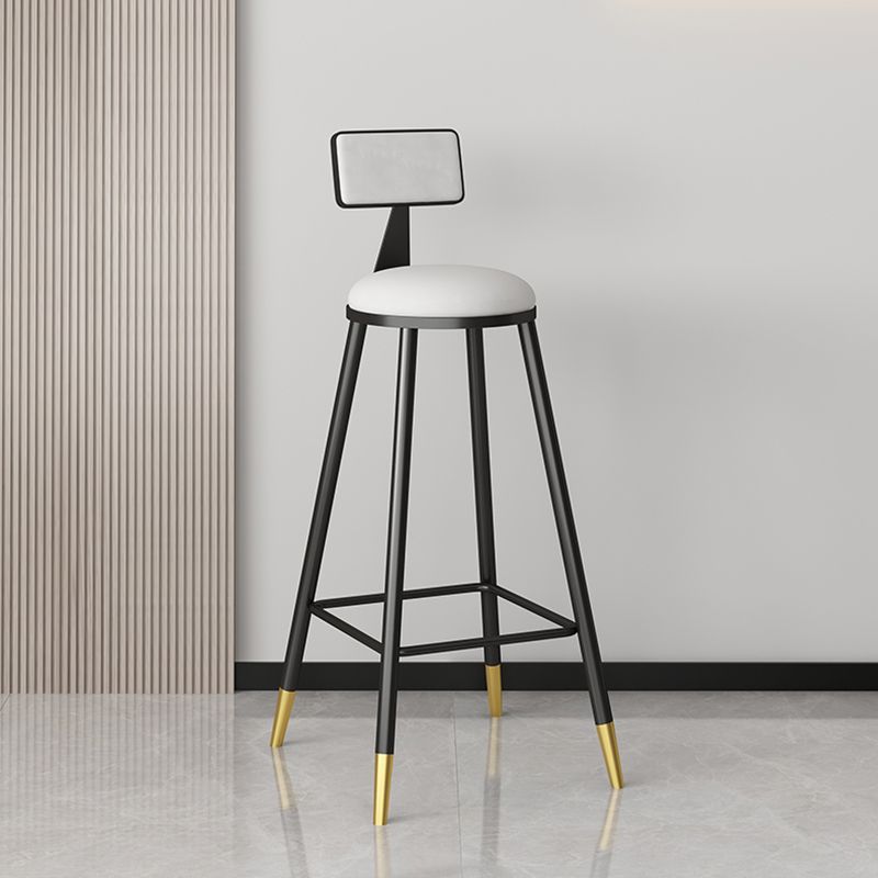 Modern Armless Backrest Counter Stool Iron Couture Bar Stool with Velvet Cushion and Pedal