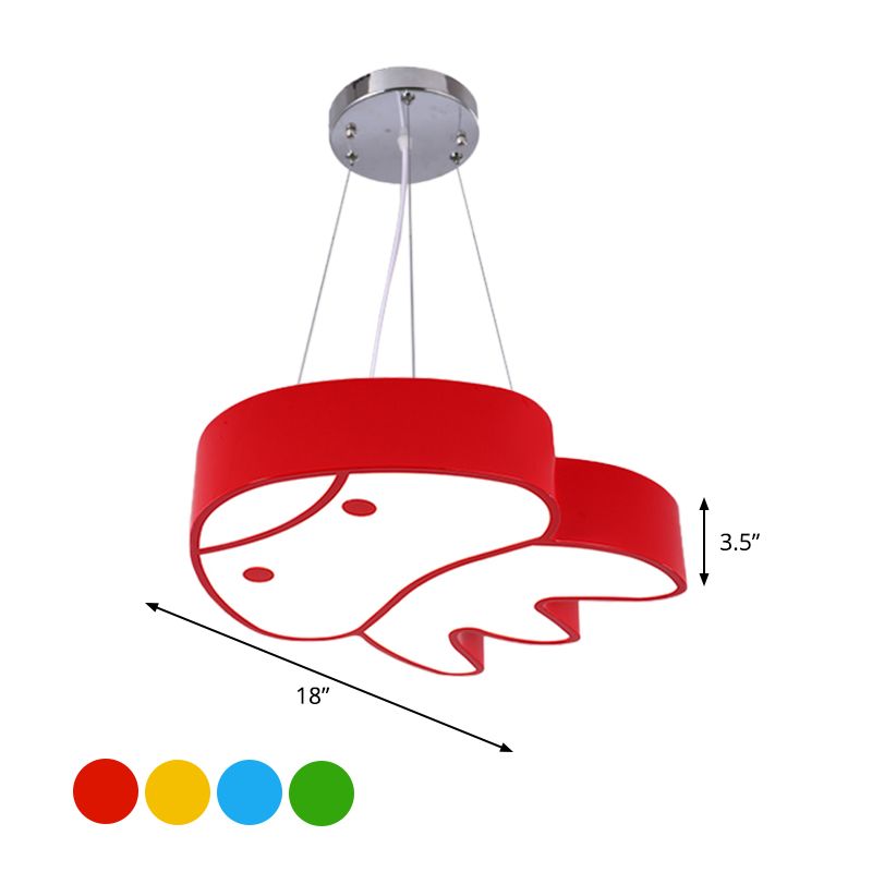 Suspension de salon LED Carton d'éclairage rouge / jaune / plafond bleu avec une teinte acrylique de méduses