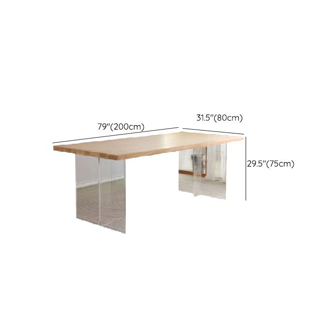 Rectangle Acrylic Base Dining Table Modern Wood Table for Kitchen
