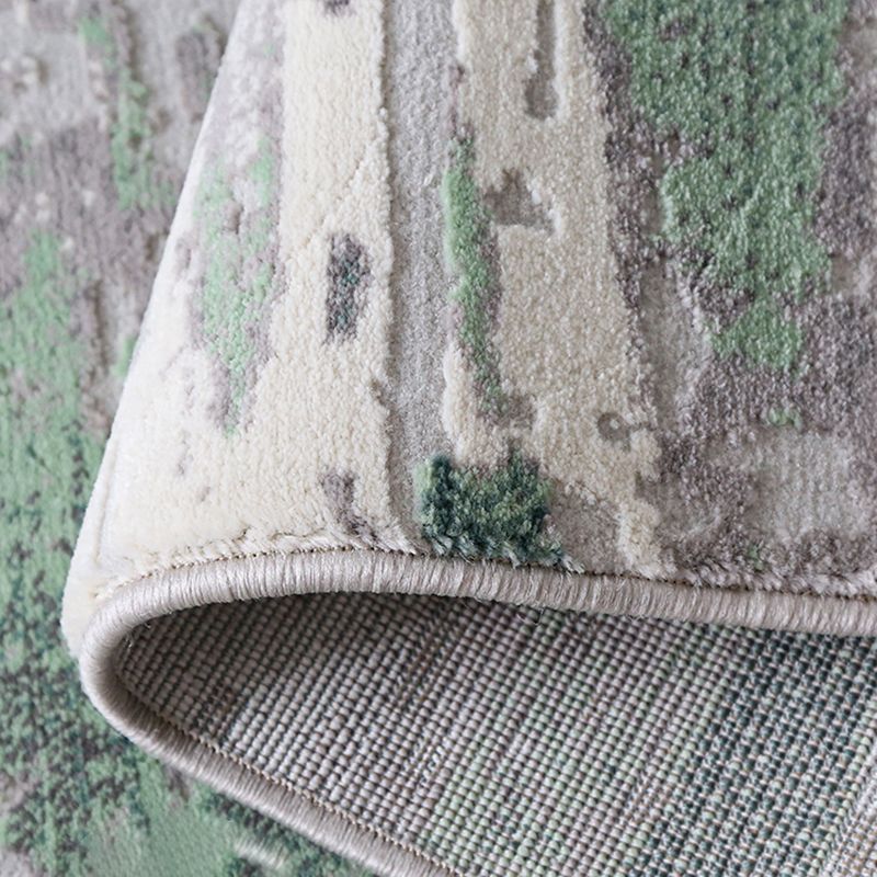 Green Modern Area Carpet Abstract Pattern Polyester Area Rug Stain Resistant Rug for Living Room