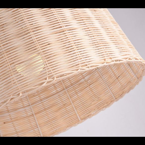 Chinese Basket Pendant Lighting Fixtures Rattan Hanging Light with Hanging Cord for Restaurant
