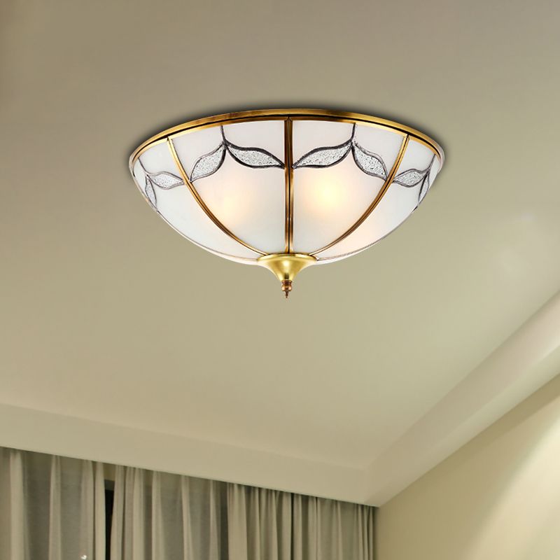 Plafoniera da soffitto a incasso larga in vetro smerigliato da 14"/18"/21,5" Tradizionale a 2/3/4 luci Illuminazione per camera da letto con montaggio ad incasso in oro