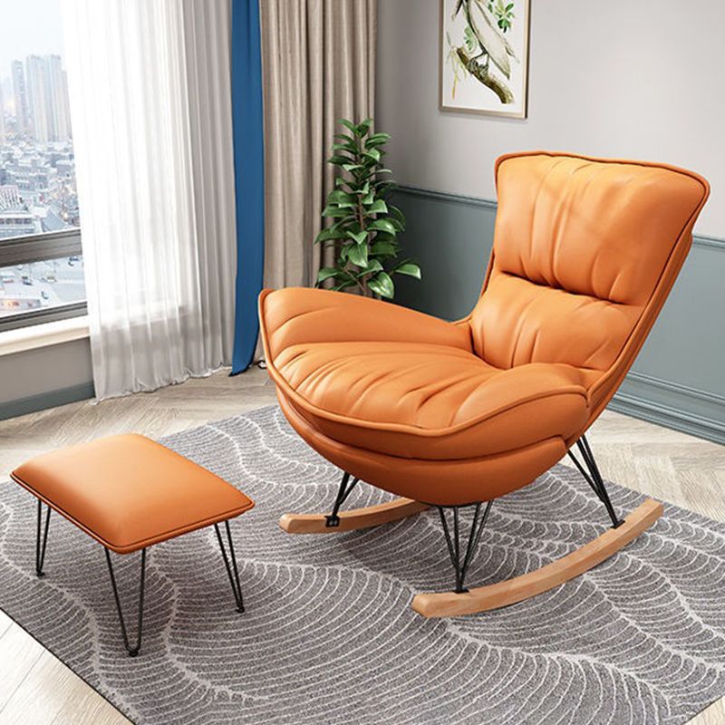 Modern Rocking Chair Metal Frame Doll Cotton Filling Cushion Wingback Rocker Chair