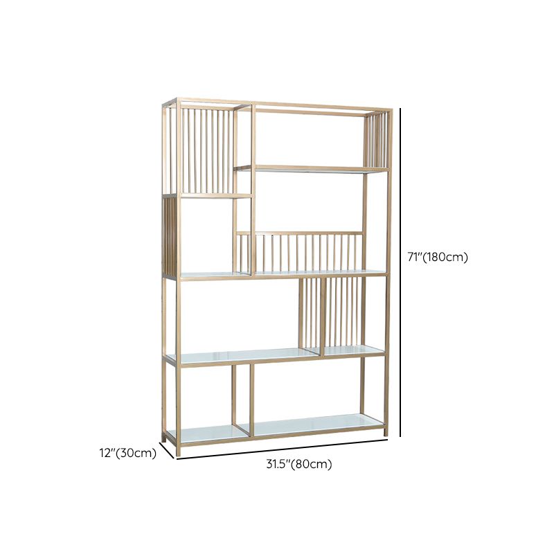 70.9" H Glam Metal Bookshelf Gold Etagere Shelf Bookcase for Study Room