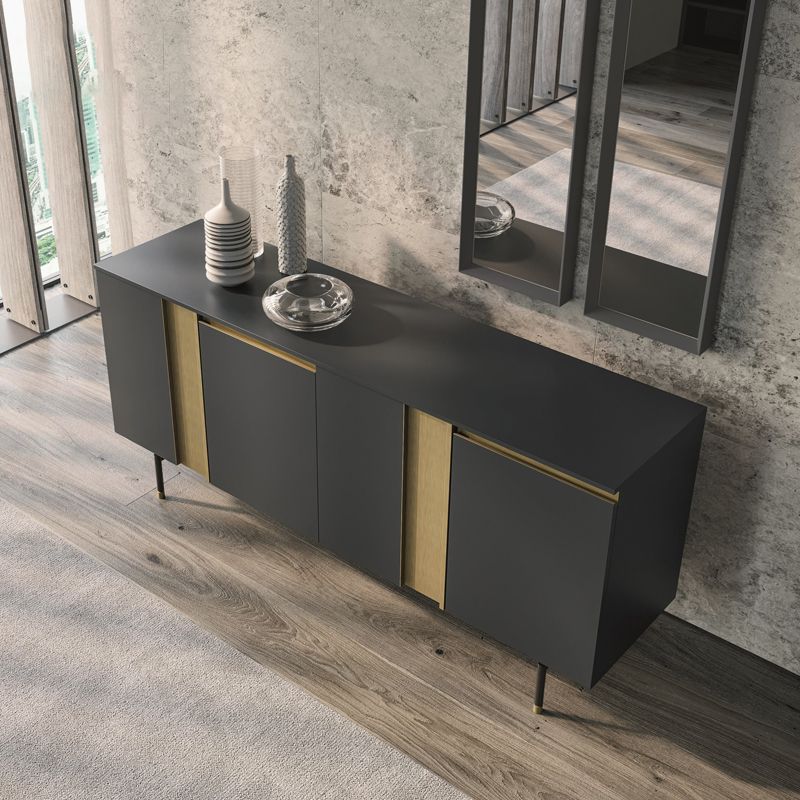 Standard Cabinet Metal and Solid Wood Accent Cabinet with Doors