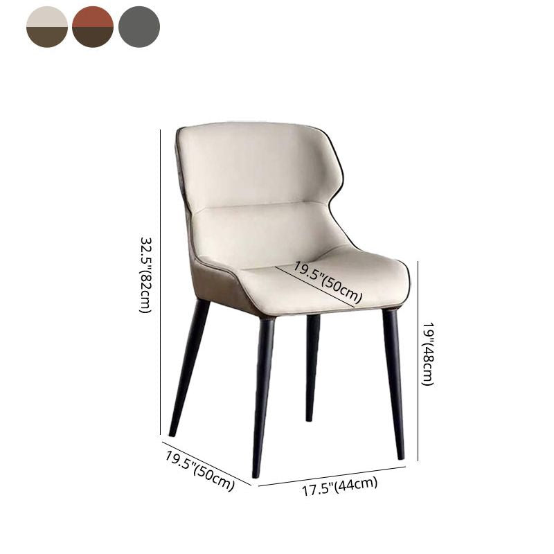 Sillas laterales de comedor de cuero con brazos y respaldo de estilo minimalista (juego de 2)