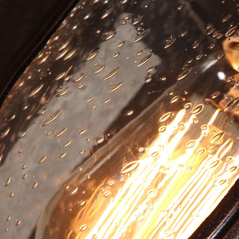 Schwanenhals -Außenwandleuchte Industrieblasenglas 1 hellschwarze Verleitung mit gebogenem Arm