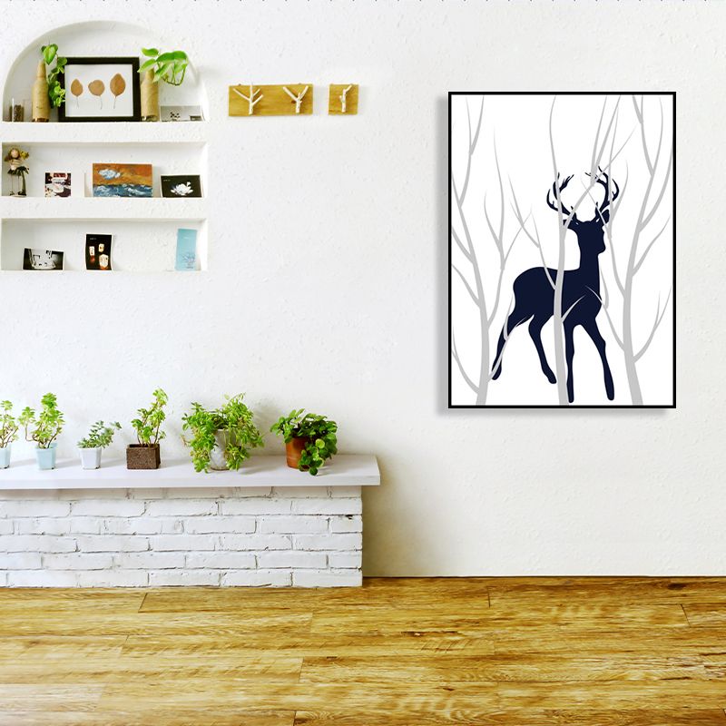 Toile d'art avec Silhouette de cerf pour enfants, décoration murale texturée de couleur foncée pour l'intérieur de la maison