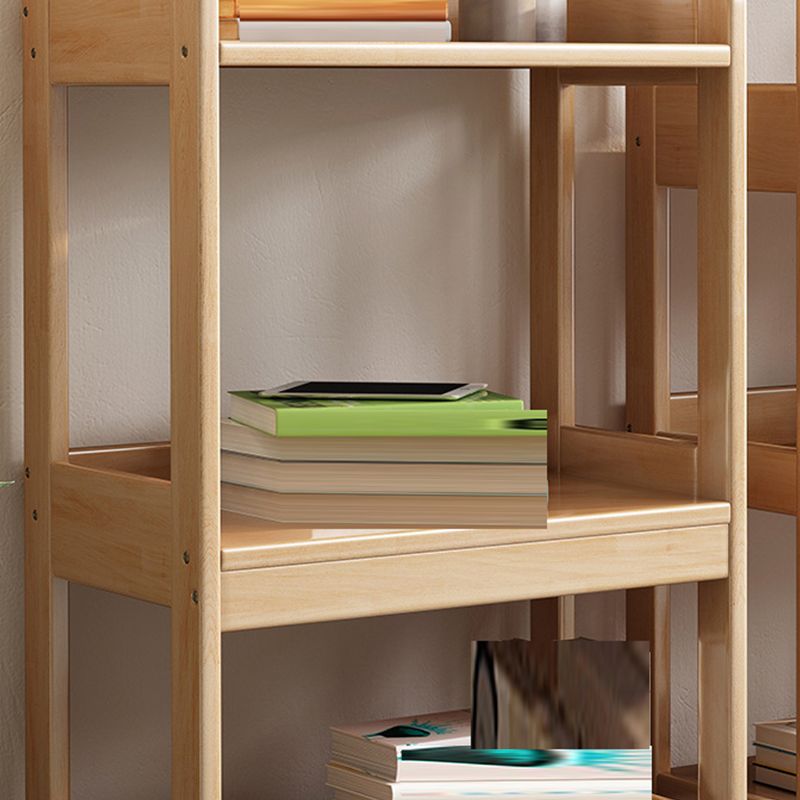 Contemporary Open Shelf Bookcase Rubberwood Bookshelf for Living Room