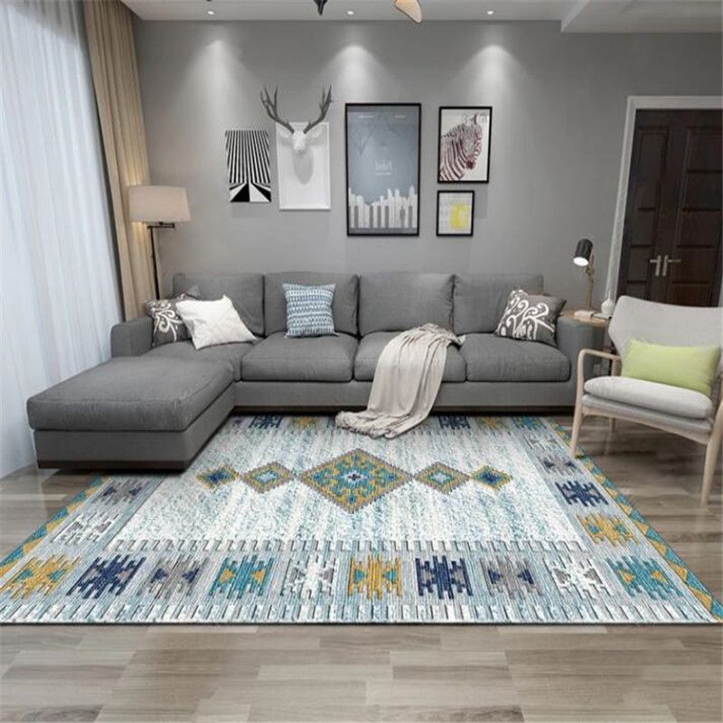 Exotic Geometric Patterned Rug Multicolored Moroccan Rug Polypropylene Stain Resistant Non-Slip Backing Machine Washable Carpet for Room