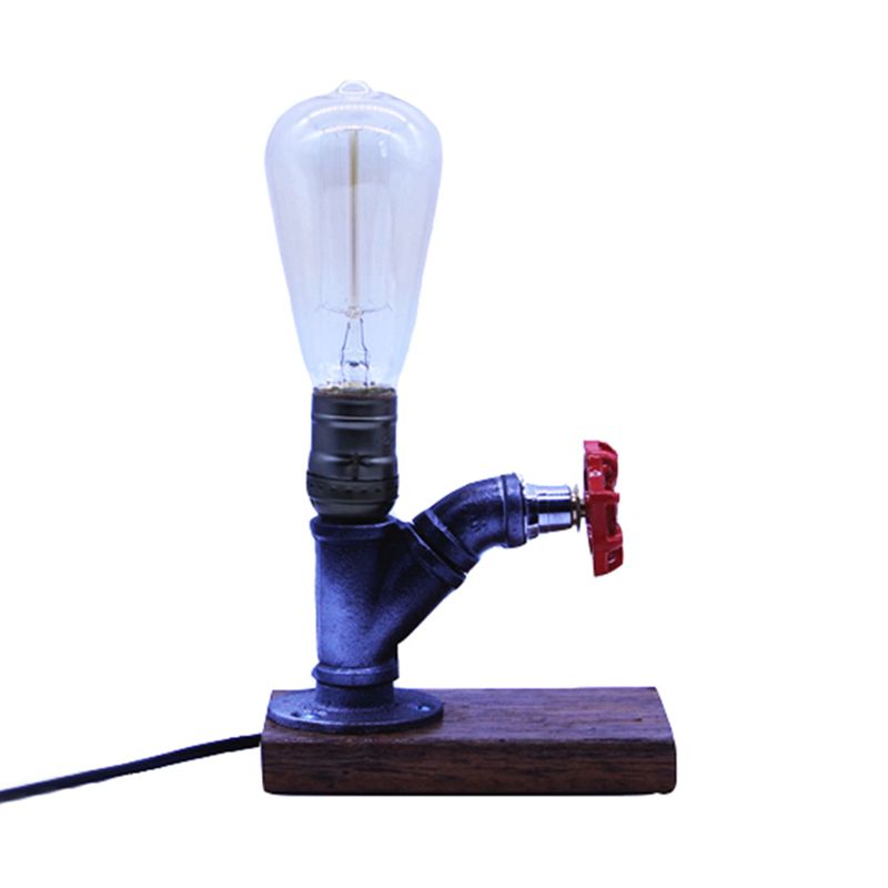 Metall Silber Finish Nacht Lampen-Wasserhahn-ähnlicher Tischleuchte im industriellen Stil mit Wasserventil-Deco