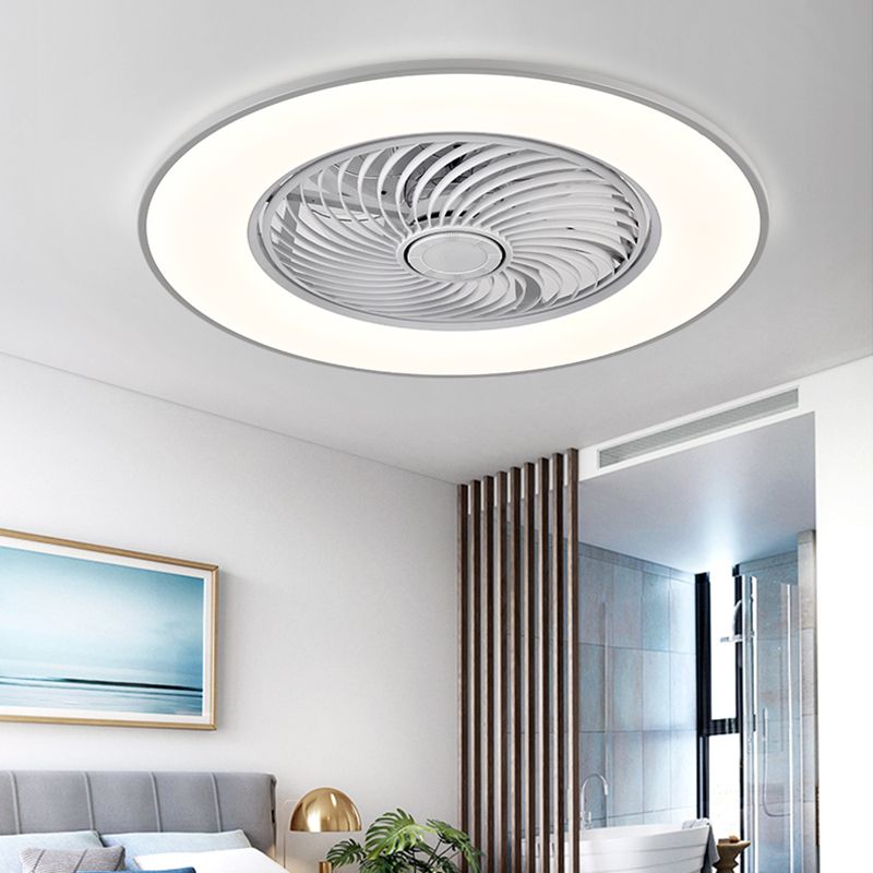 Acrylkreis -LED -Deckenventilatoren im modernen prägnanten Stil Schmiedeeisen Deckenelement für Schlafzimmer