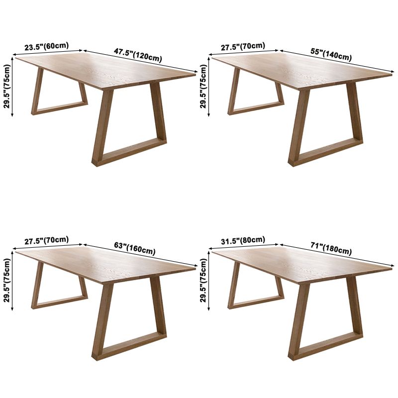 Modern Solid Wood Table Rectangle Dining Table with Double Pedestal Base
