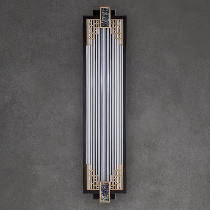 Modern Metal Wall Sconce Rectangle Shape Sconce Lights with Glass Shade for Living Room