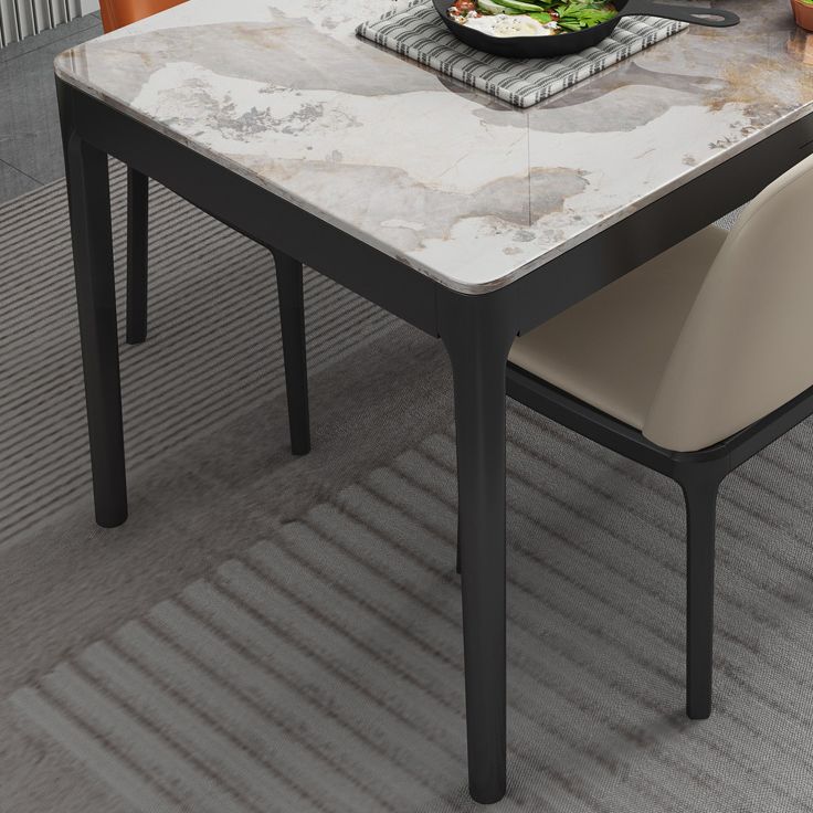 Tavolo da pranzo a 4 gambe in stile moderno tavolo fisso a tre colori di pietra sinterizzata
