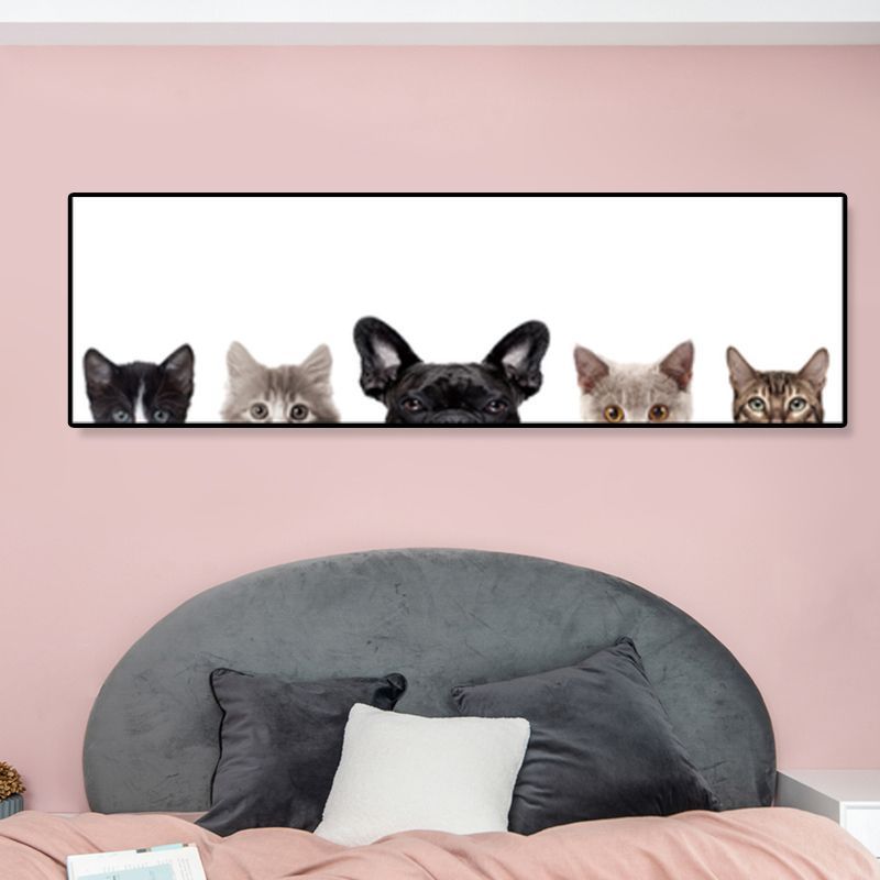 Children's Art Domestic Pets Canvas Print Photo Animal Wall Decor in Pastel Color