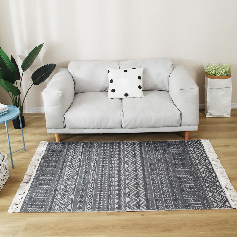 Stijlvolle boho chic tapijt multicolor geometrisch vloerkleed machine wassen tassel-getrimde tapijt voor huis