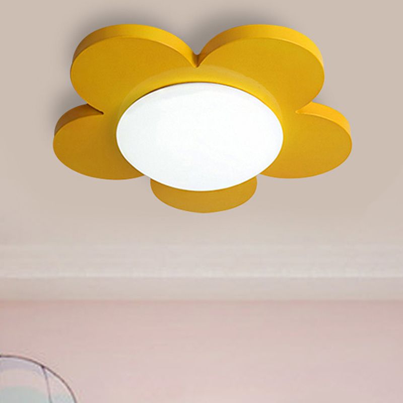 Luz de techo de dormitorio para niños, iluminación de montaje empotrado Macaron con pantalla floral acrílica
