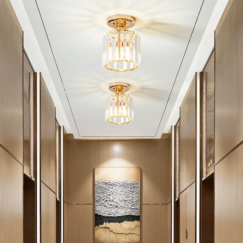 1-Light Ceiling Light Modern Ceiling Mount Light with Crystal Shade for Bedroom
