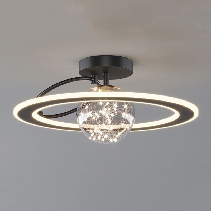 Modern Sphere Flush Light Fixture Metal 2 Light Flushmount Lighting for Bedroom