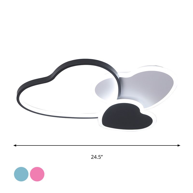 Multi Heart Ceiling Mounted Light Nordic Acrylic LED Black Flush Mount Lamp in Warm/White Light for Living Room
