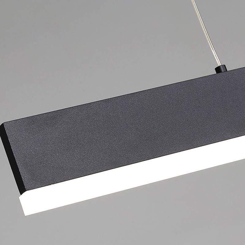 Black Island Light Modern 1-Light Rectangle Restaurant Hanging Lamp with Acrylic Shade