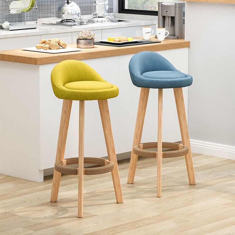 Scandinavian Upholstered Footrest Barstool Matte Finish Wood Bristol Stool