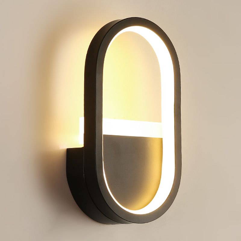 Metal Oval Shape Wall Lighting Modern 1-Light Wall Mounted Light Fixture