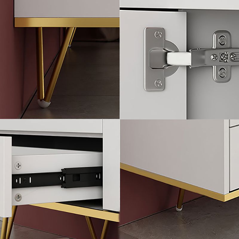 Glam 18 - Inch H TV Console , Grey / White Wood TV Stand with 4 - Drawers for Living Room