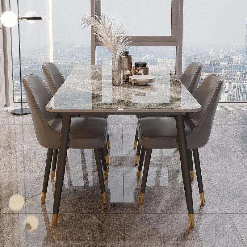 Sintered Stone Top Dining Table Metal Base Table for Dining Room