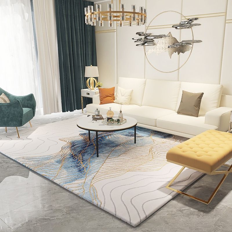 Modern Room Rug Multi Colored Abstract Pattern Rug Polypropylene Non-Slip Pet Friendly Carpet