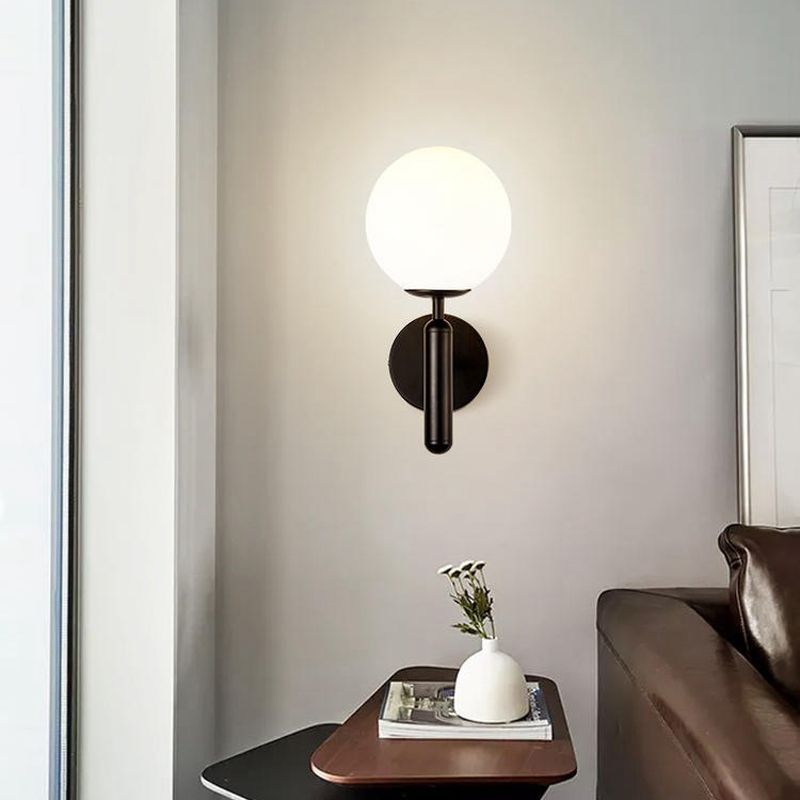 Modern Style Globe Wall Light Glass 1 Light Sconces for Bedroom