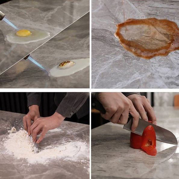 Contemporary Sintered Stone Top Gray Dining Set Rectangle Shape Standard Dining Set for Kitchen