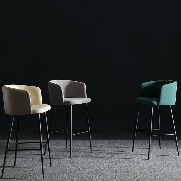Modern Bar Stool Leather Backrest Bar Stools for Dining Room with Metal Legs