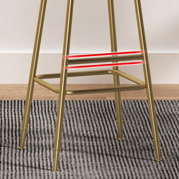 Nordic Armless Backrest Counter Stool Iron Dessert Shop Bar Stool with Pedal and Cushion